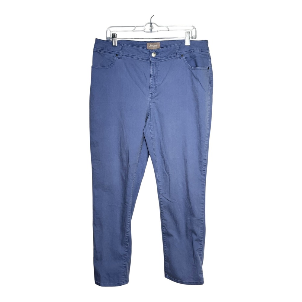 Chico's Blue Straight Leg Stretch Cotton Blend Pants Size 2.5 Regular Womens‎ - Picture 8 of 8